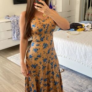 Michael Kors Collection One Shoulder Blue Floral Dress